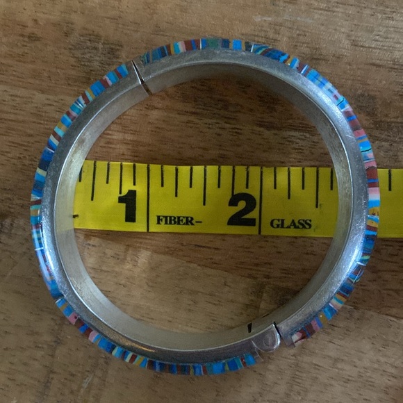 Jay King Mine Finds Rainbow Calsilica Hinge Bangle with Sterling Silver Inlay - Picture 6 of 6